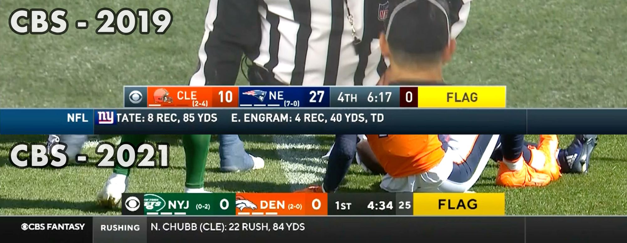 Finally, on CBS, the football matches the business cards